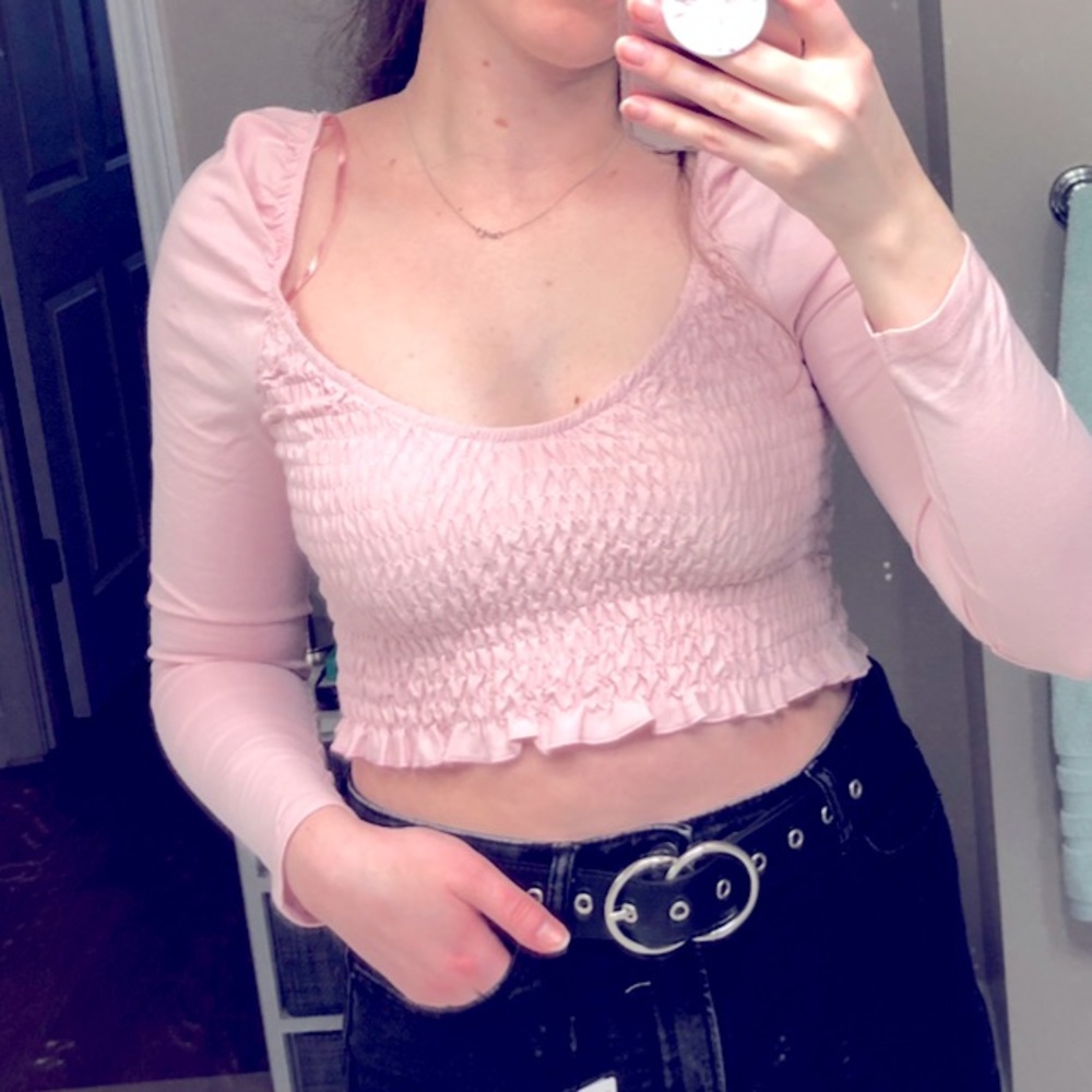 ASOS Pink Smocked Crop Top